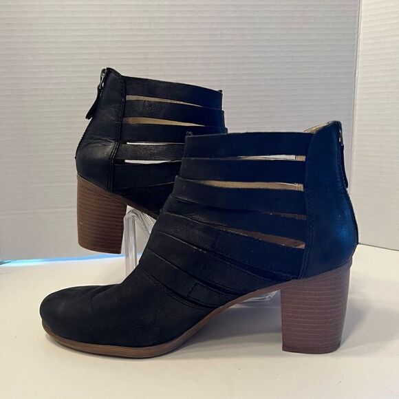 Josef Seibel Bonnie Black Leather Ankle Stacked Block Heel Booties EUR 39 / 8 - Picture 1 of 16